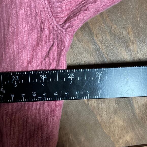 Aerie Womens Sweatshirt Pink Ribbed Pull Over Crew Neck Comfy Oversized Medium - Picture 7 of 11